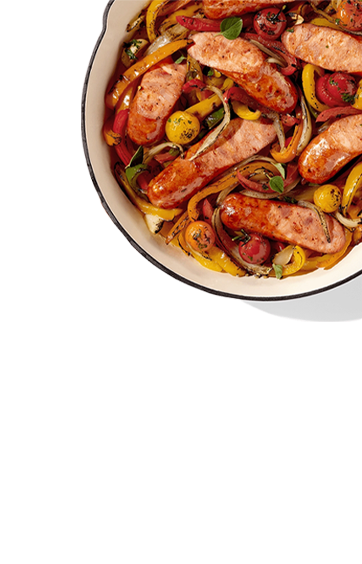 Aidells sausage mixed with vegetables