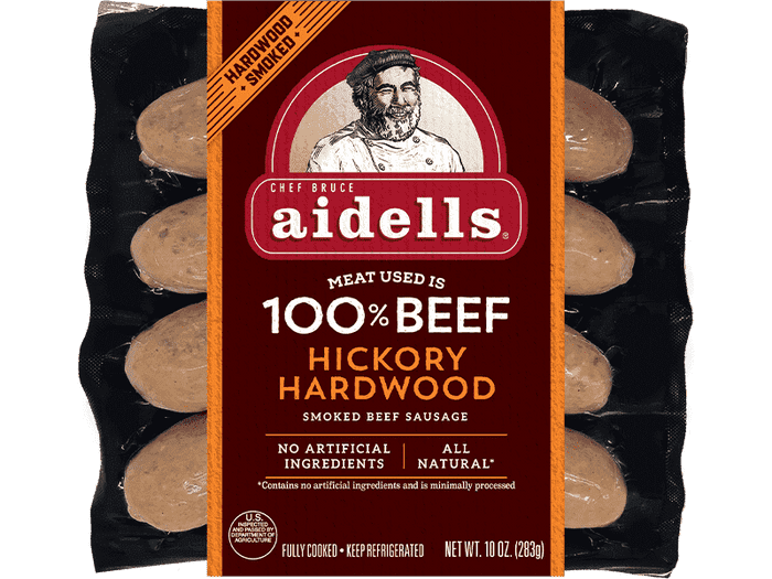 ALL NATURAL* 100% BEEF HICKORY HARDWOOD SMOKED BEEF SAUSAGE