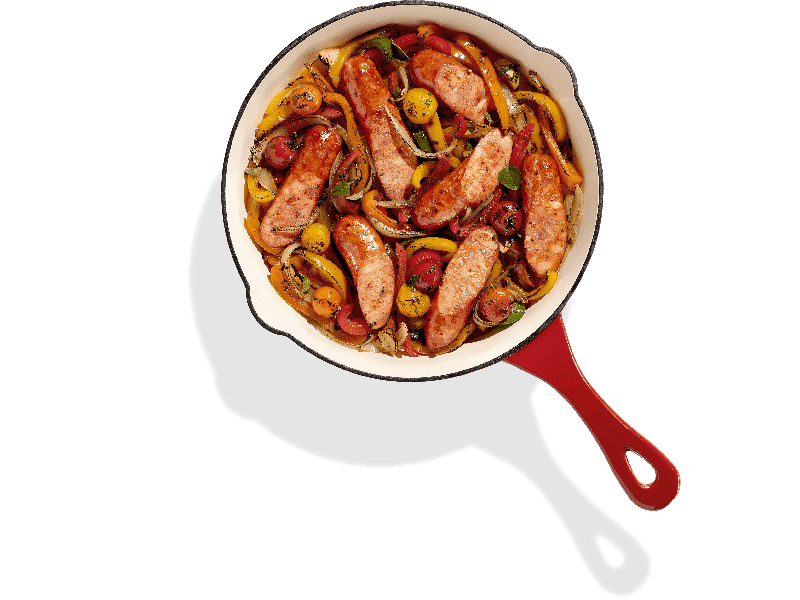 Cajun Style Andouille Sausage Skillet with Mixed Peppers, Onions