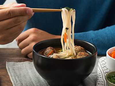 Teriyaki Meatballs with Udon Noodle Soup