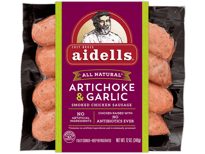 ALL NATURAL* ARTICHOKE & GARLIC SMOKED CHICKEN SAUSAGE