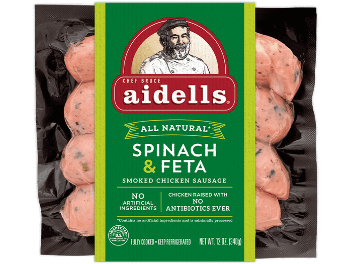 ALL NATURAL* SPINACH & FETA SMOKED CHICKEN SAUSAGE